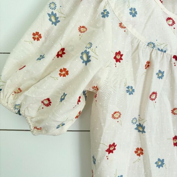 Madewell white button down top with flower pattern sz xs - Picture 3 of 4
